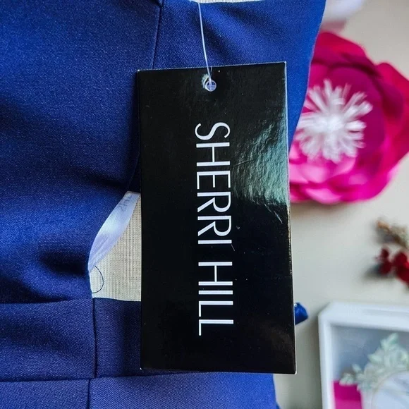 NWT SHERRI HILL Blue Halter Dress - Picture 9 of 14